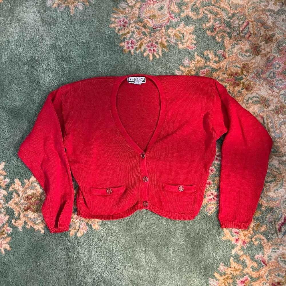 Red Button-Up Cardigan